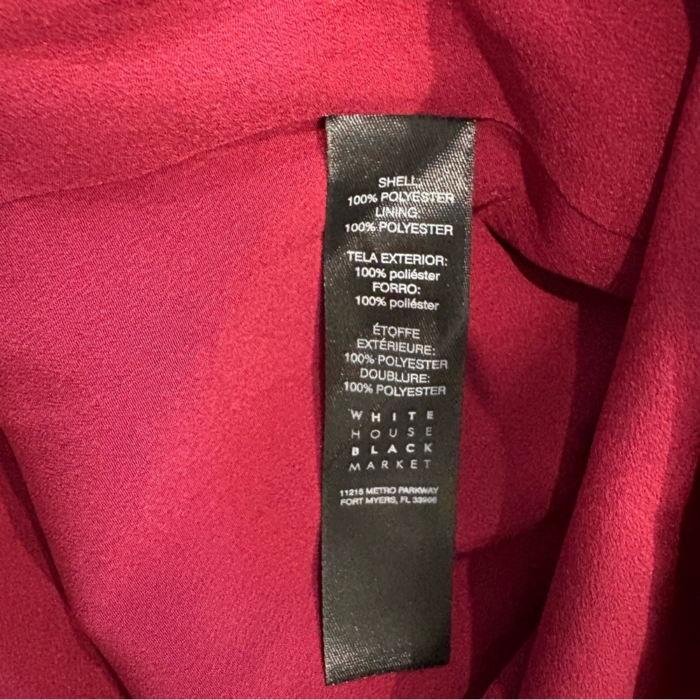 NWT, White House Black Market Tie Neck Blouson Dress in Red Plum, Sz XL - Picture 15 of 16
